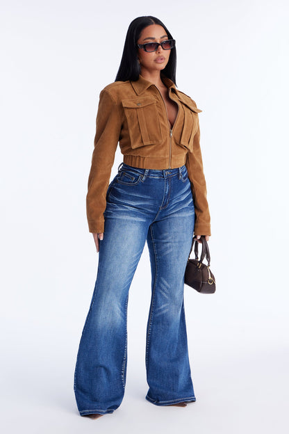 Balboa Basic High Rise Stretch Wide Leg Jeans - Dark Wash