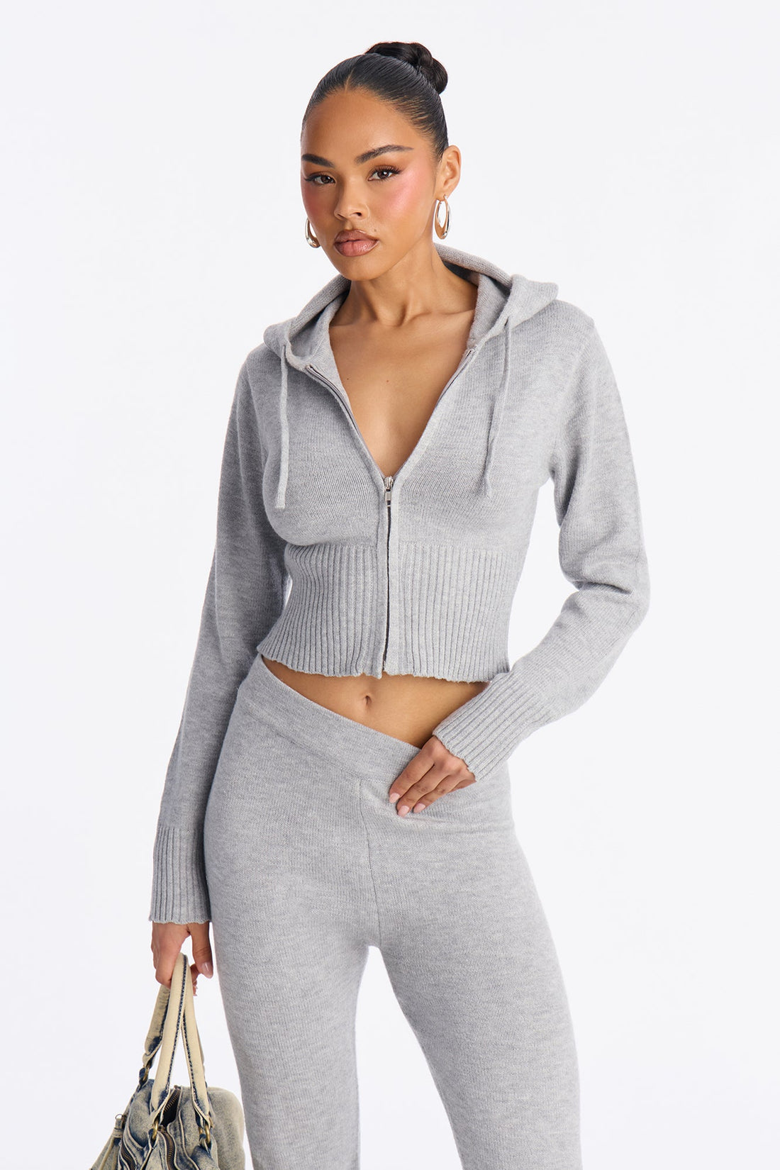 CozyCash Sweater Zip Up Hoodie - Heather Grey