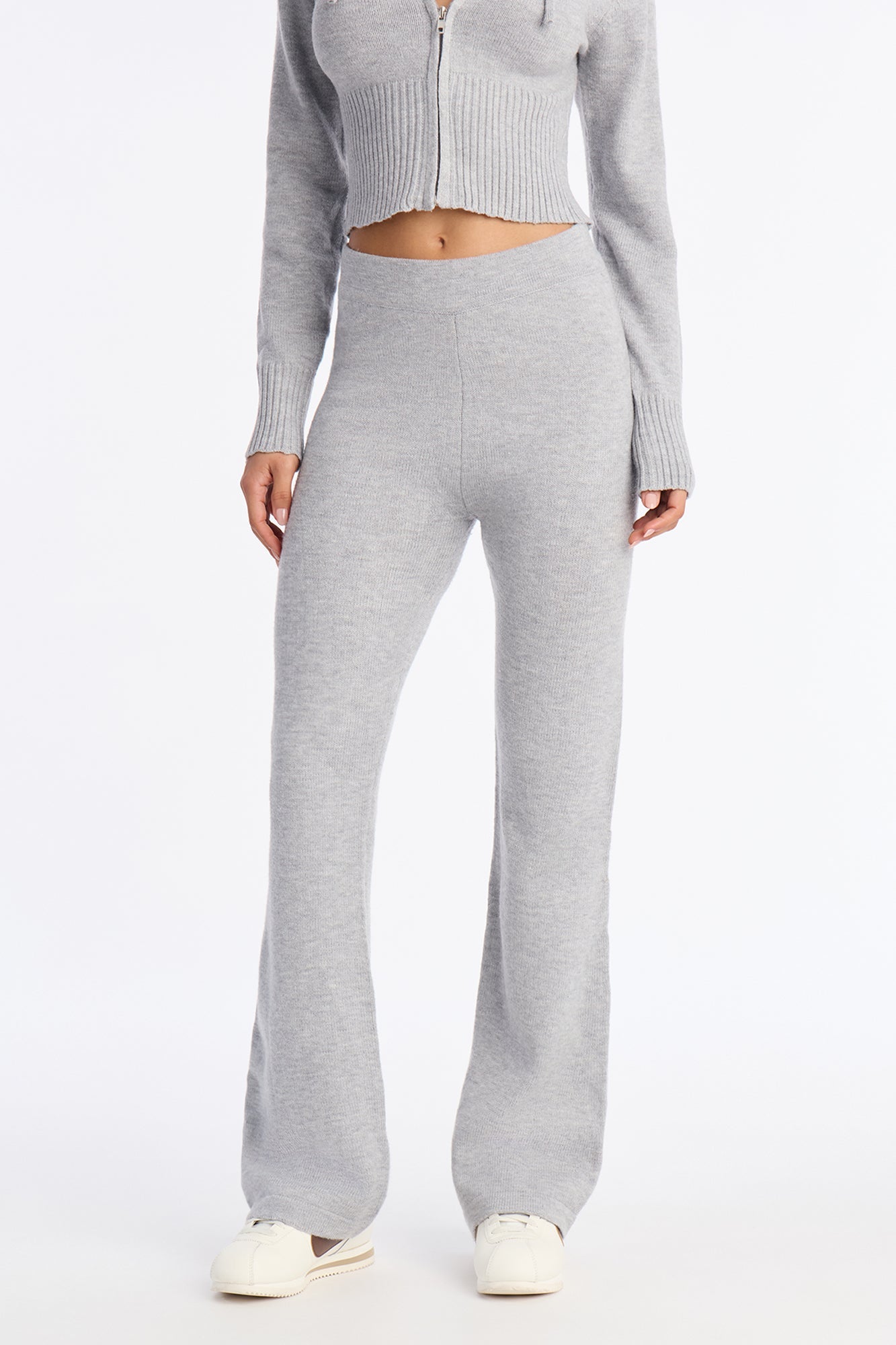 CozyCash Sweater Flare Pant - Heather Grey