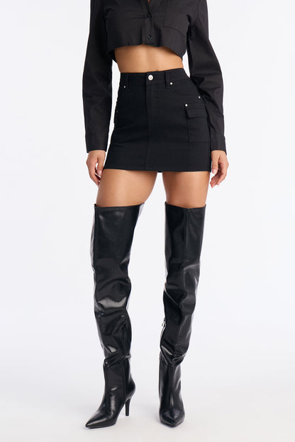 Tilly Twill Cargo Mini Skirt - Black