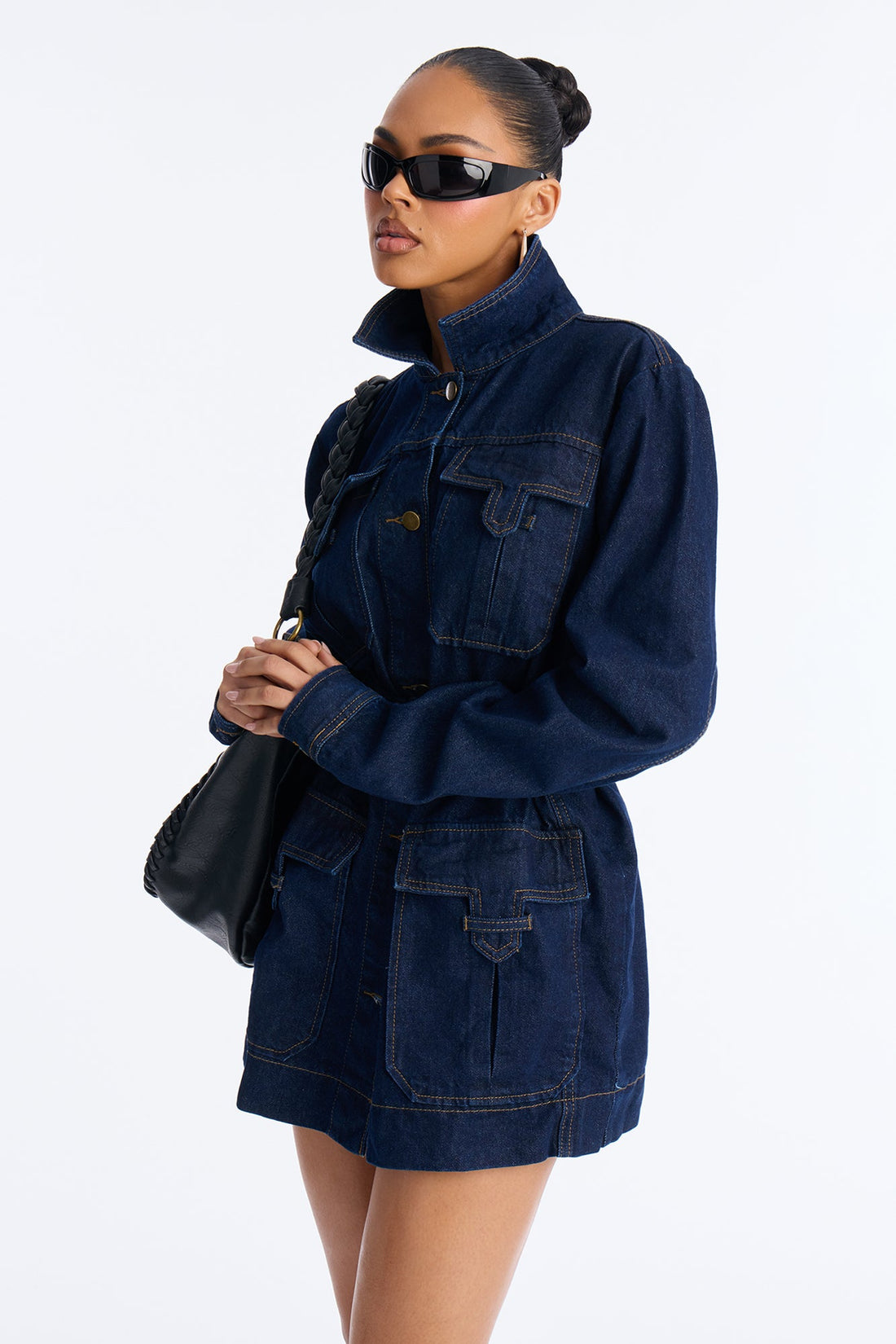 Marylebone Belted Denim Jacket - Dark Wash