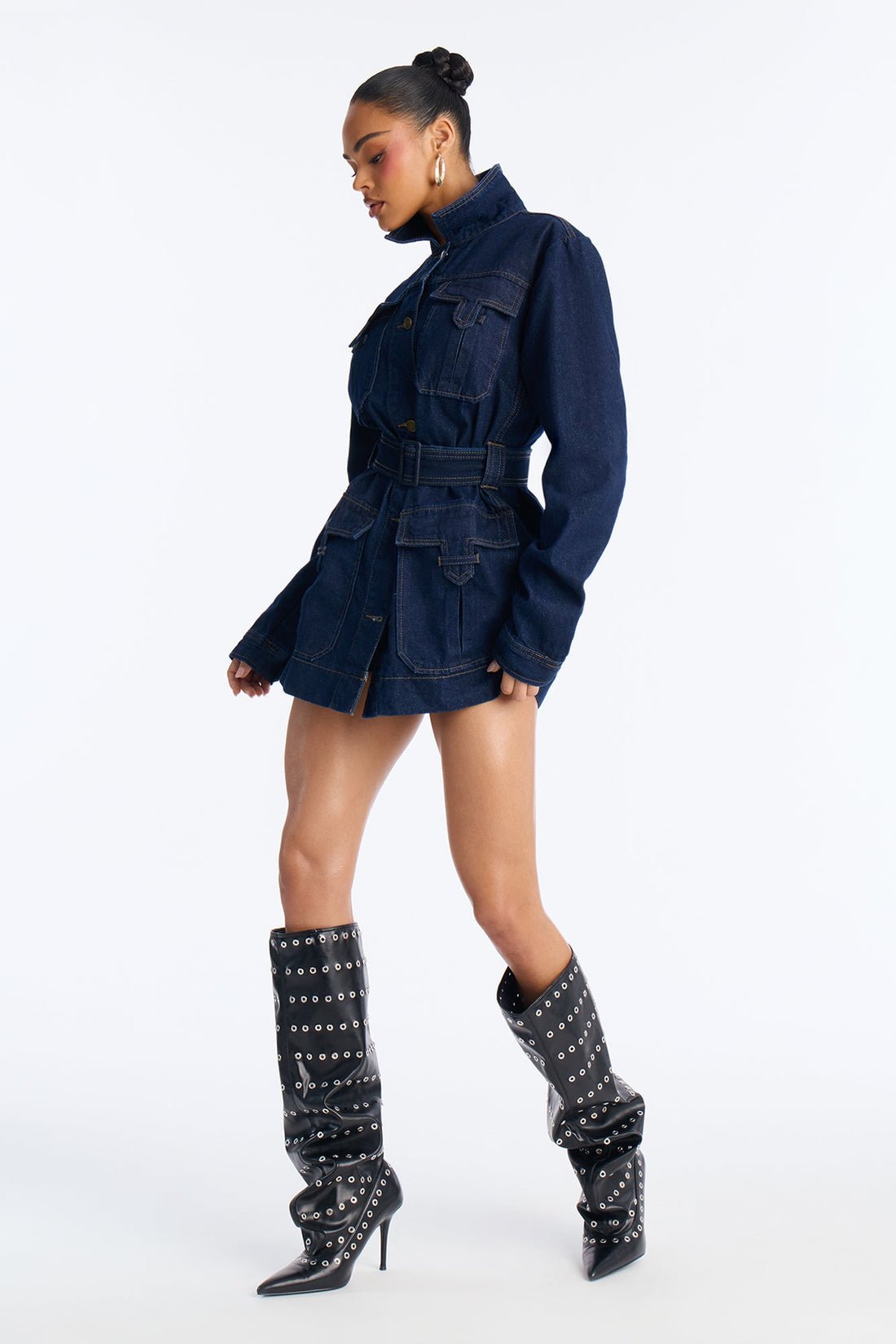 Marylebone Belted Denim Jacket - Dark Wash