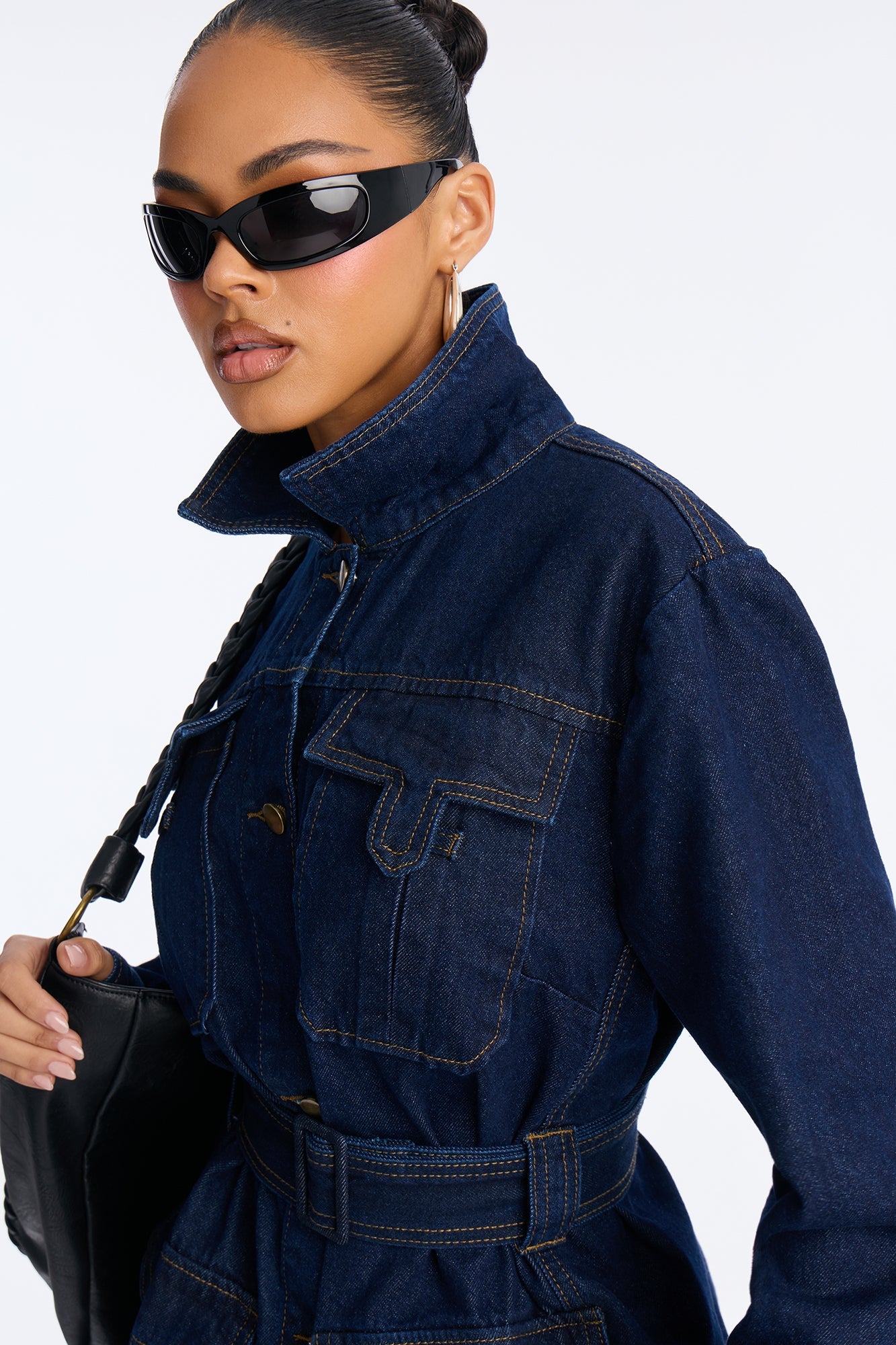 Marylebone Belted Denim Jacket - Dark Wash