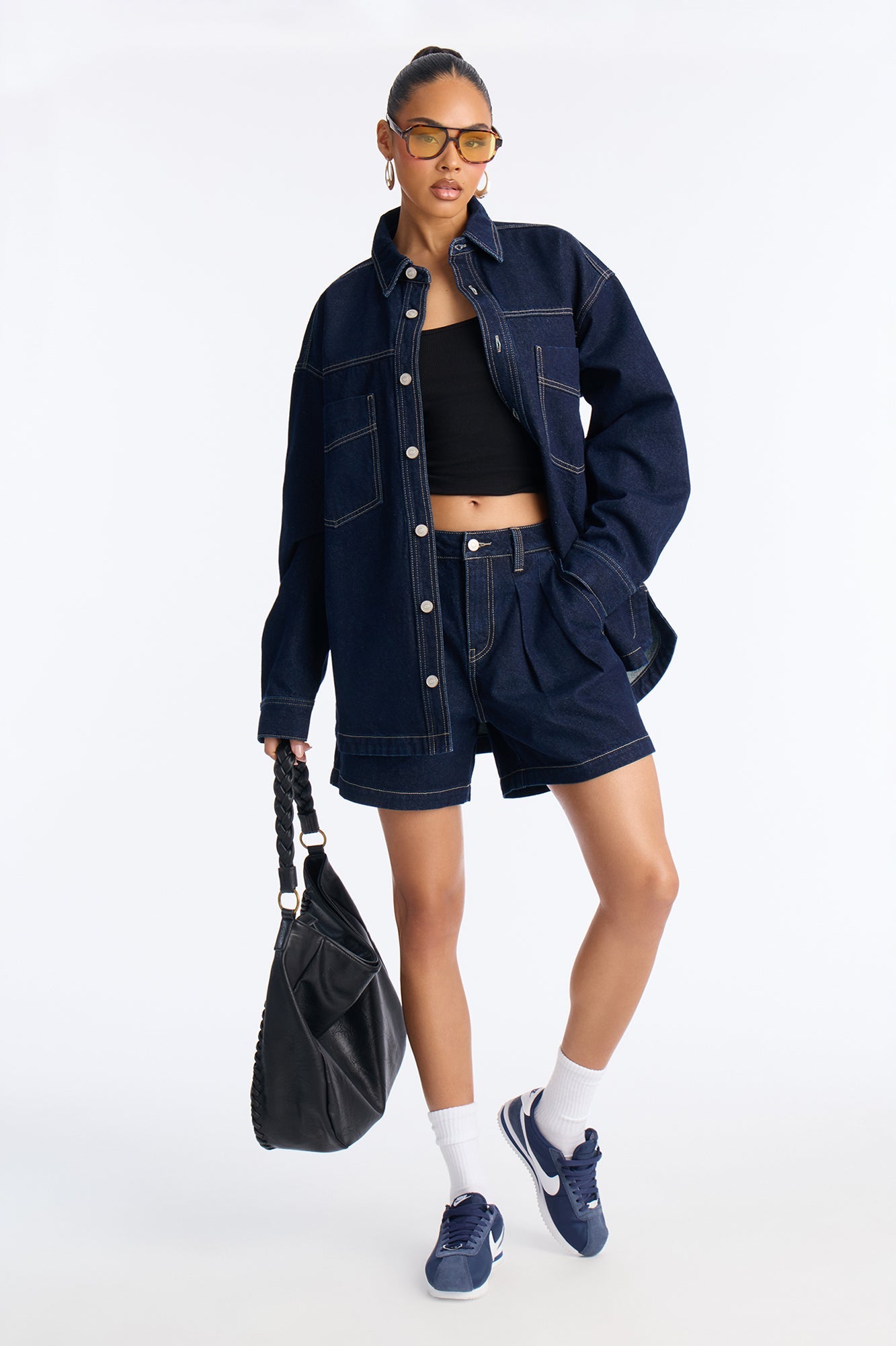 Night Borough Denim Shacket - Dark Wash