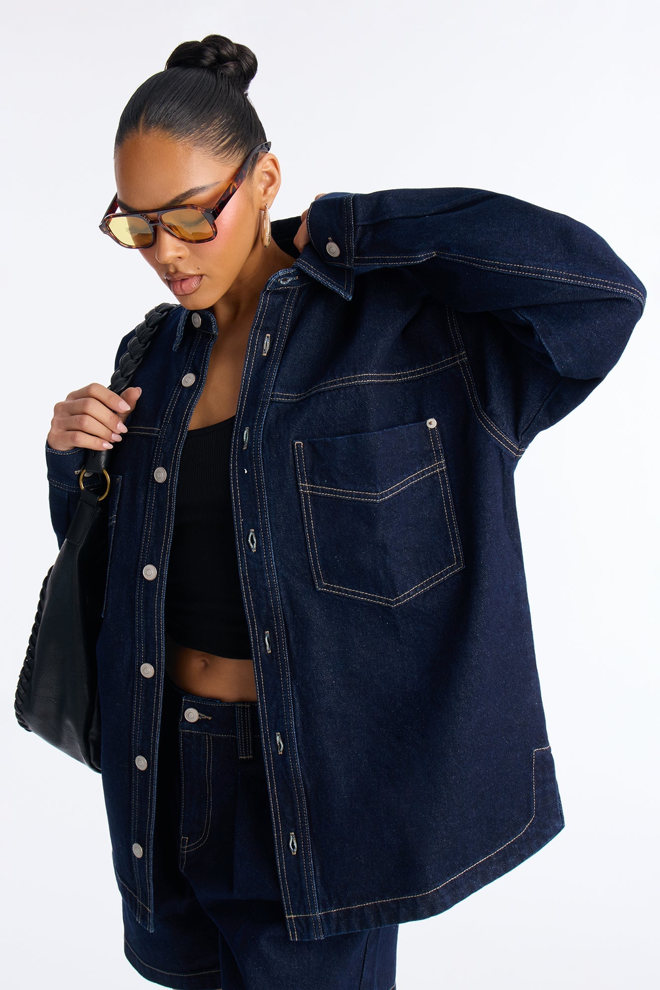 Night Borough Denim Shacket - Dark Wash