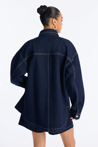 Night Borough Denim Shacket - Dark Wash