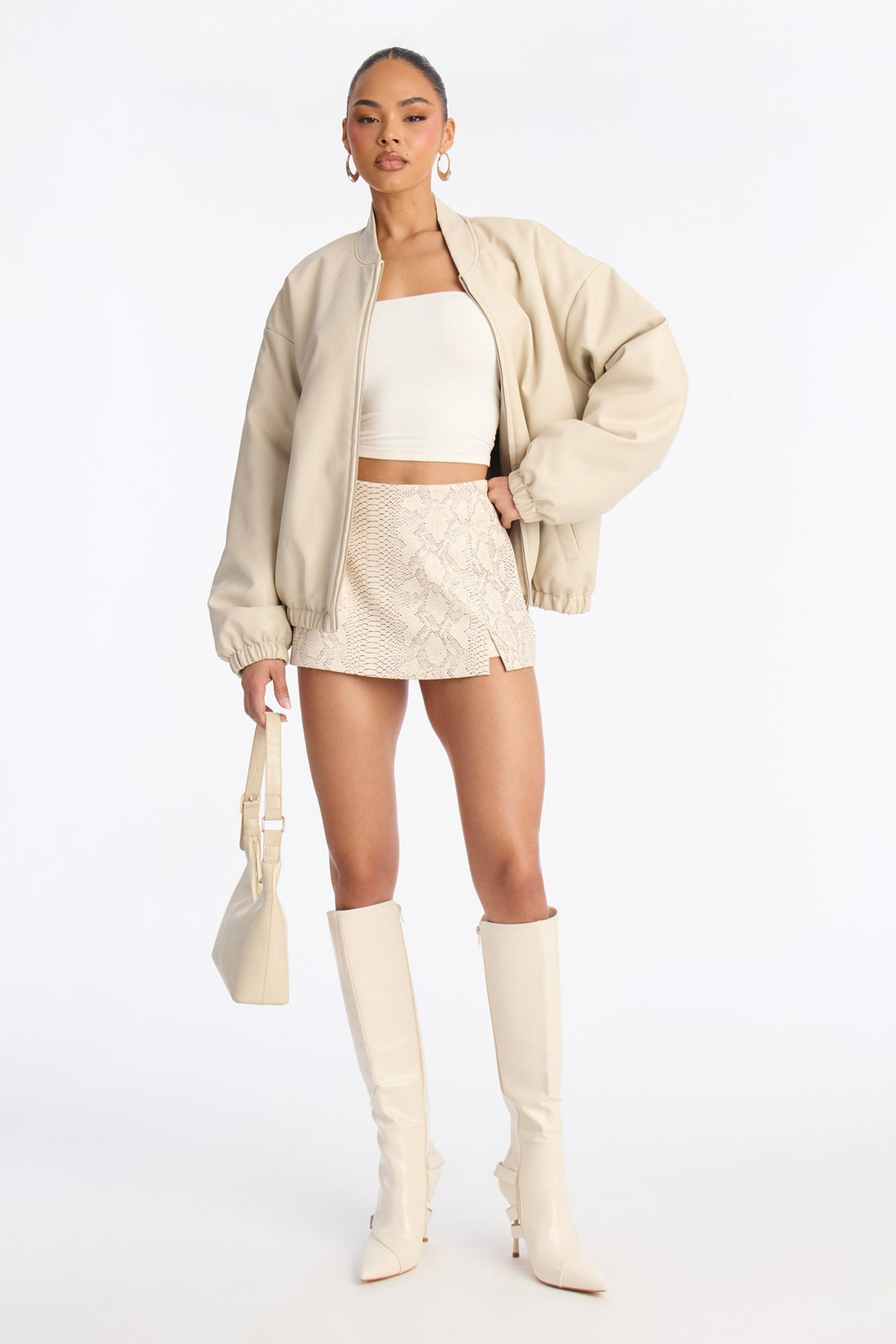 Hiss And Tell Snake Skin Micro Mini Skort - Cream