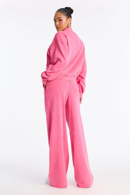 Angelica Washed French Terry Pant Set - Raspberry