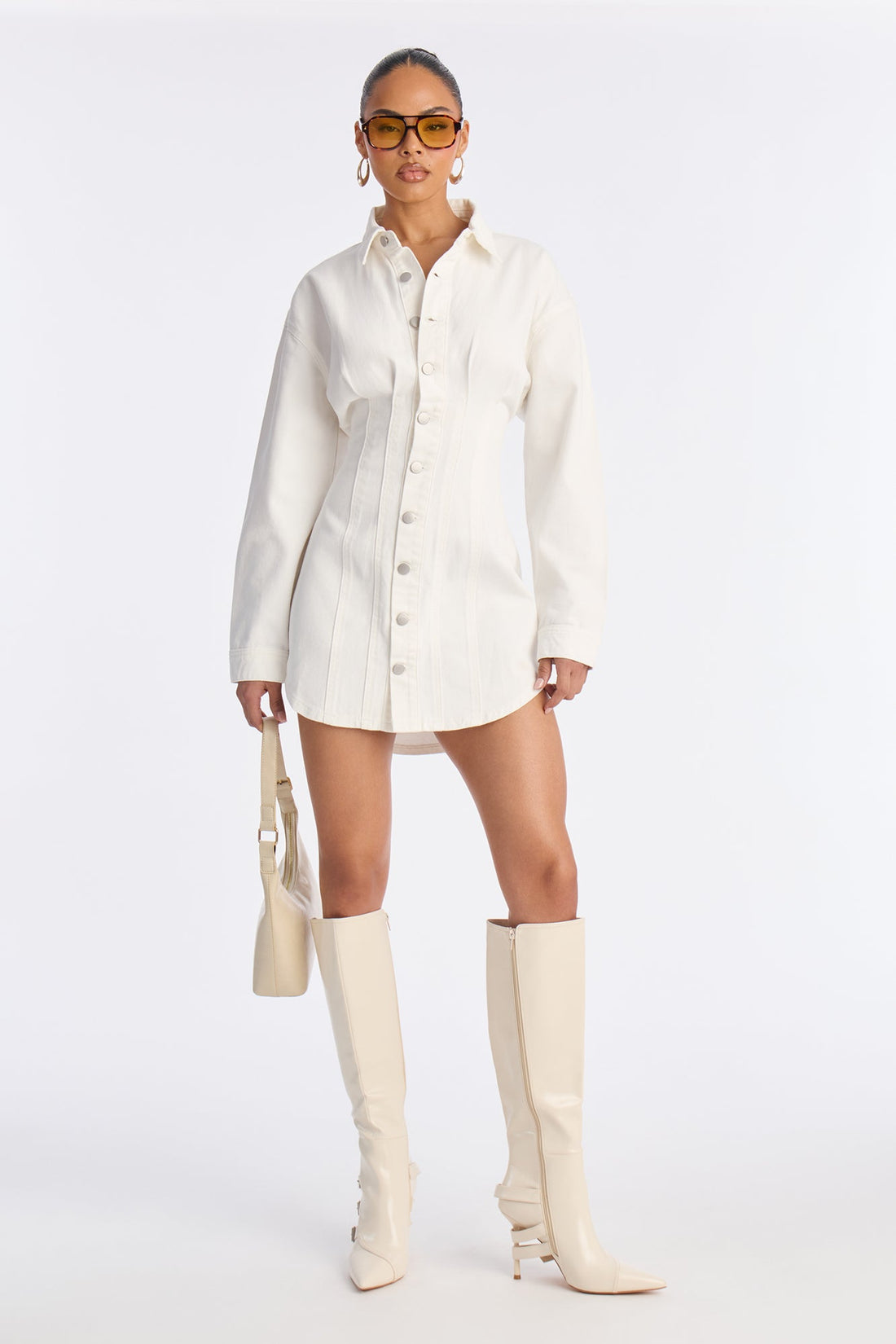 Alessandra Denim Mini Dress - White