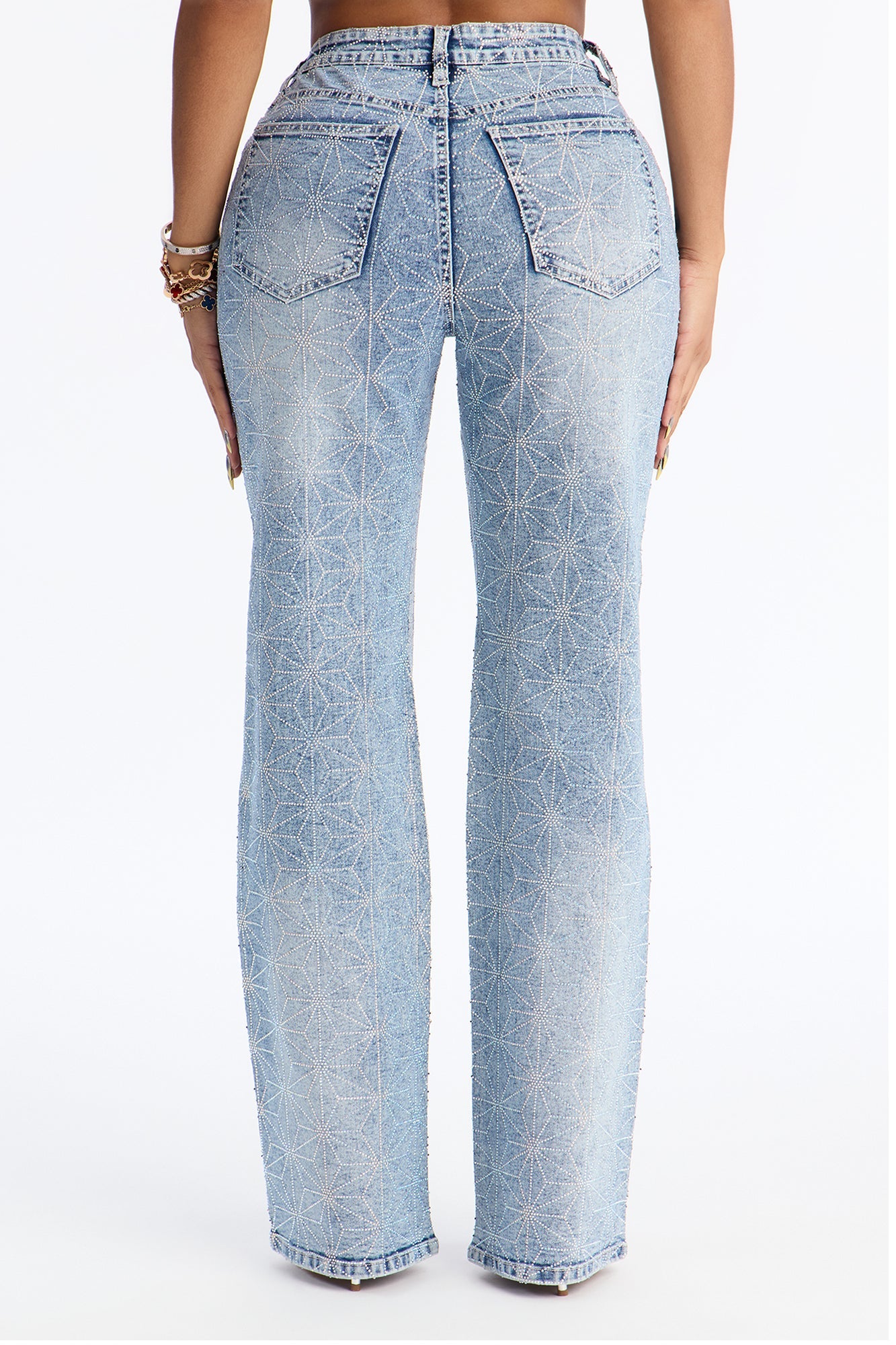 Jazzed Up Embellished Straight Leg Jeans - Medium Wash