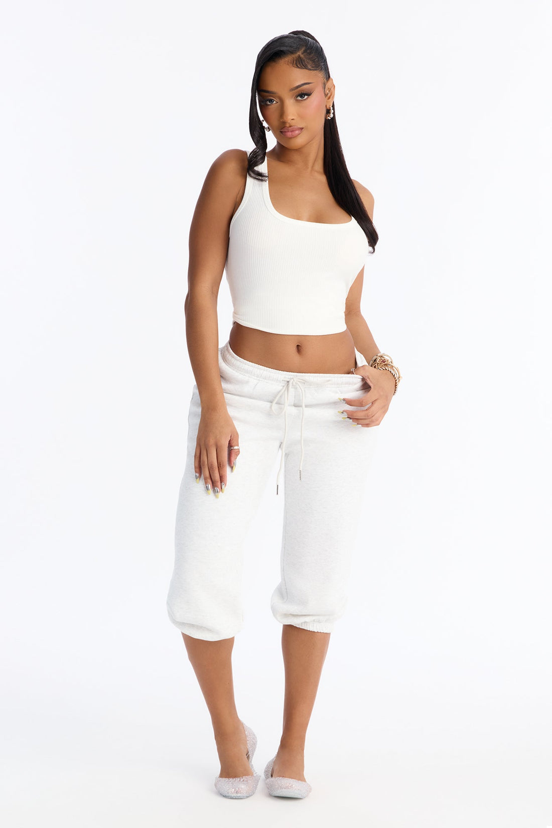 Taylor Low Rise Capri Jogger - Light Grey
