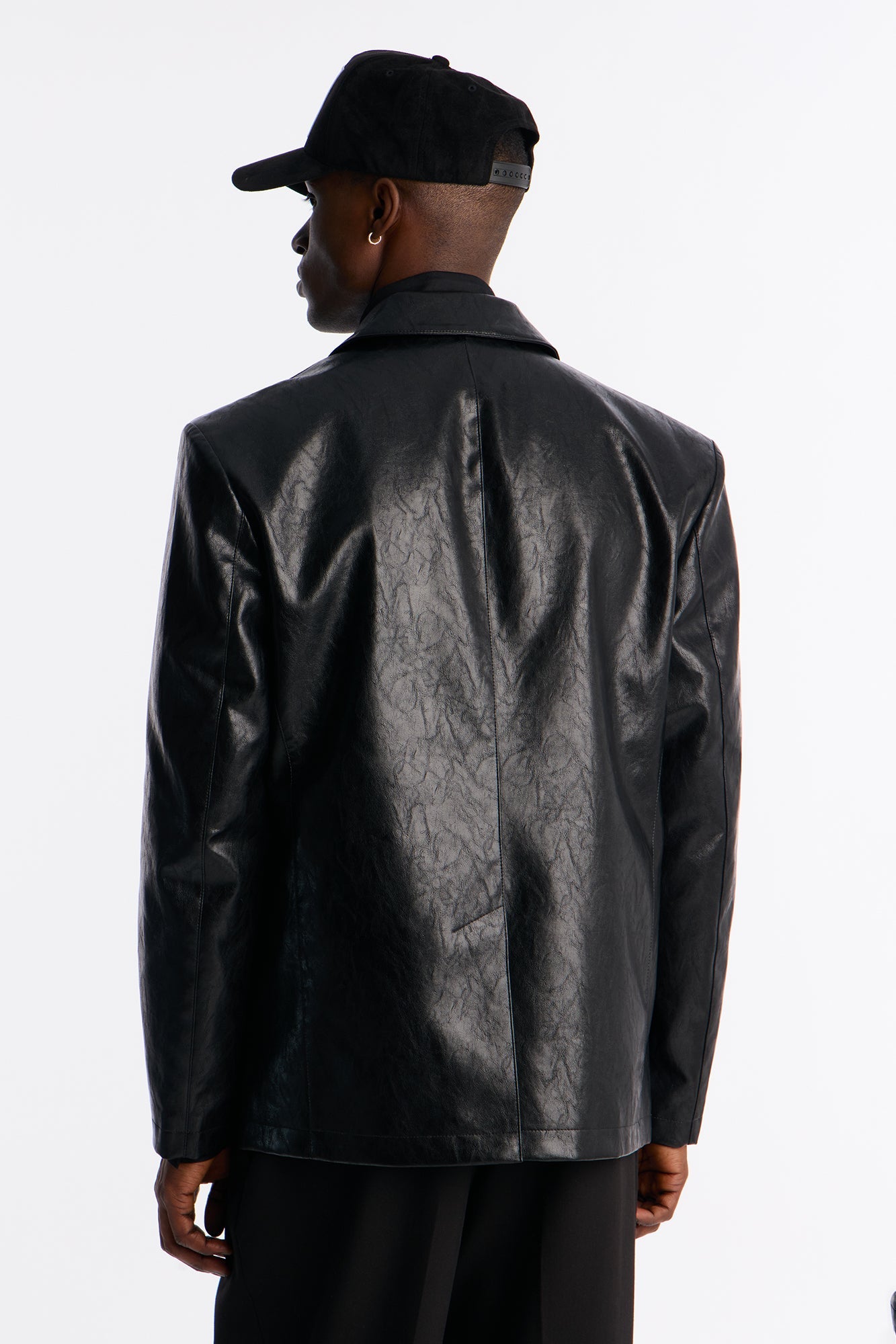 Night Viper Faux Leather Blazer - Black