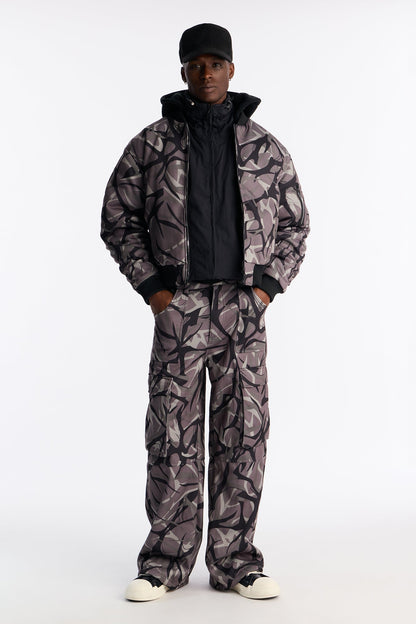 In The Cut Camo Zip Up Hoodie - Grey/combo
