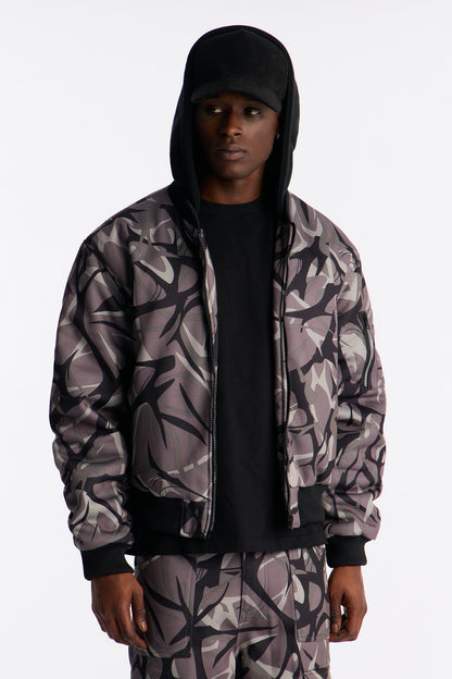 In The Cut Camo Zip Up Hoodie - Grey/combo