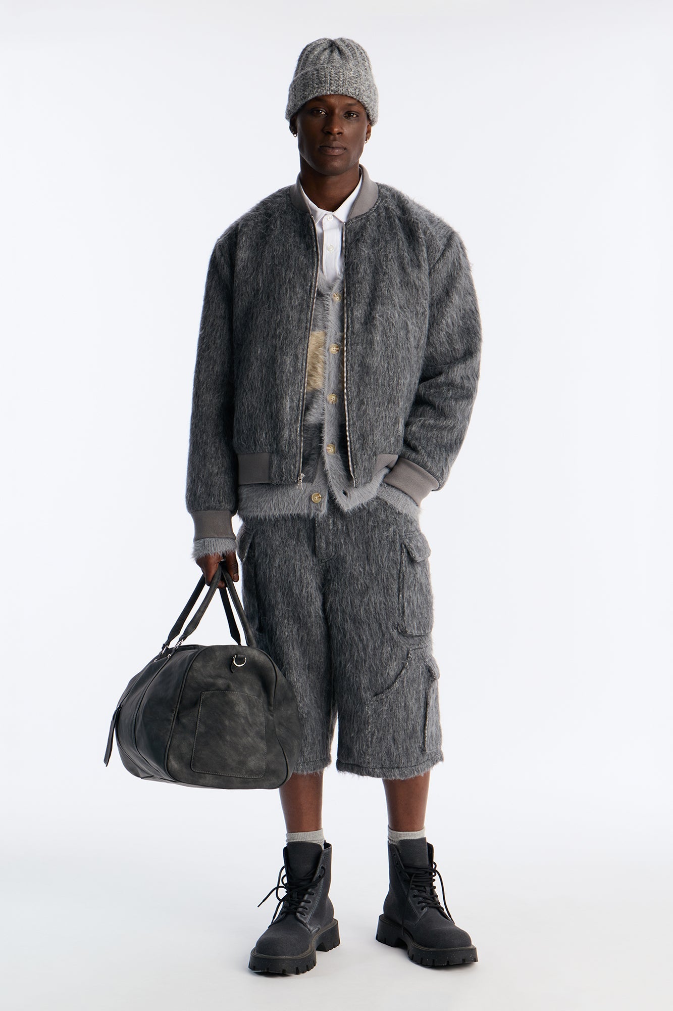Baggy Warm Breeze Textured Short - Grey