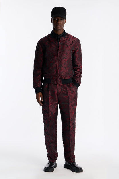 Straight Rose Mirage Pleated Trouser - Burgundy