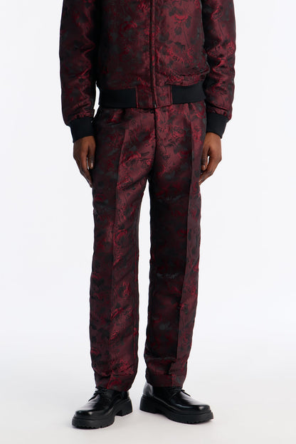 Straight Rose Mirage Pleated Trouser - Burgundy