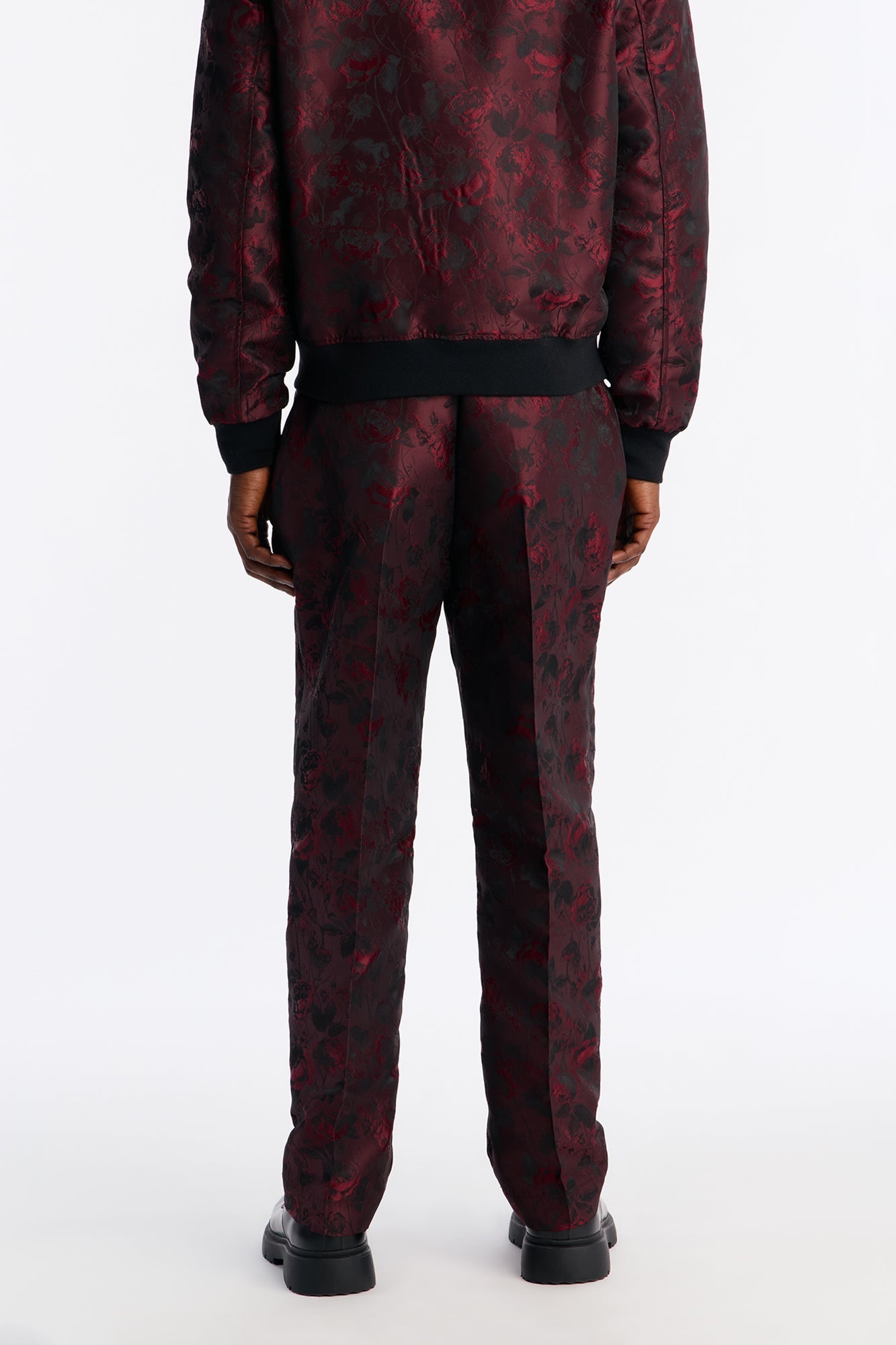 Straight Rose Mirage Pleated Trouser - Burgundy