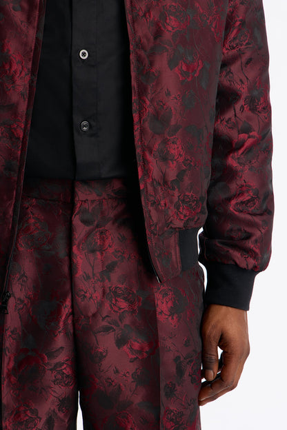 Straight Rose Mirage Pleated Trouser - Burgundy
