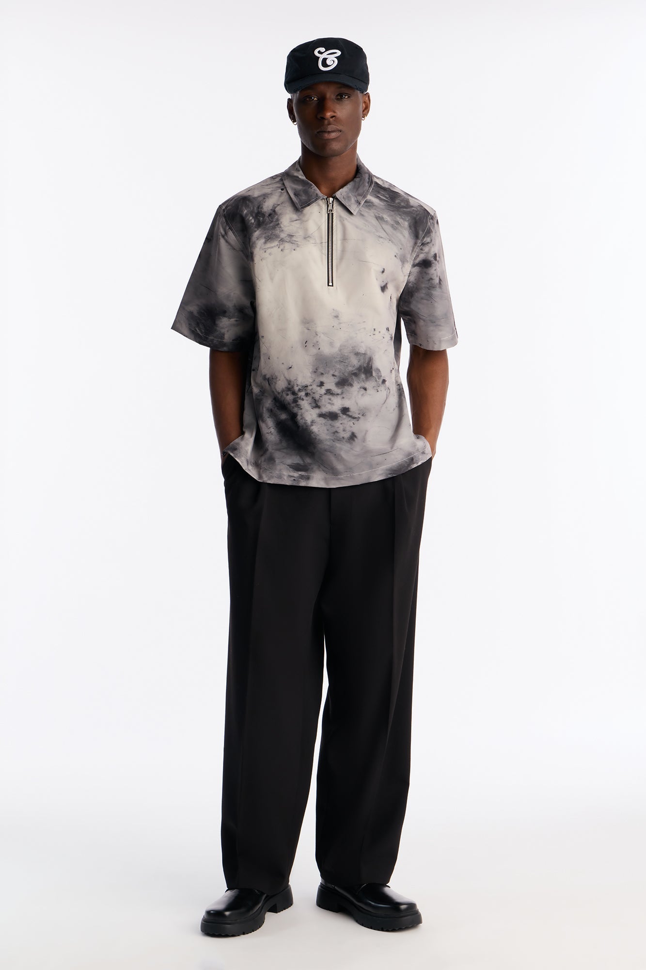 Smokey Zip Polo - Grey