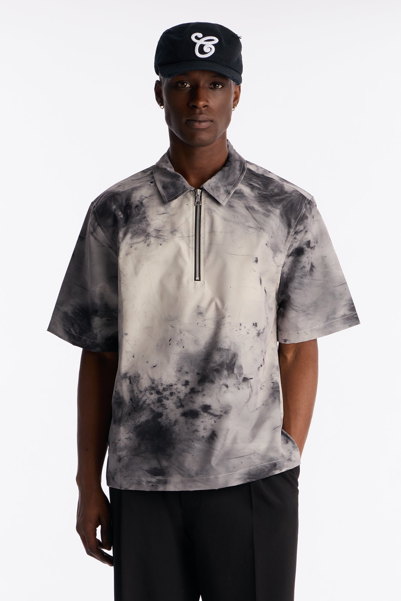 Smokey Zip Polo - Grey