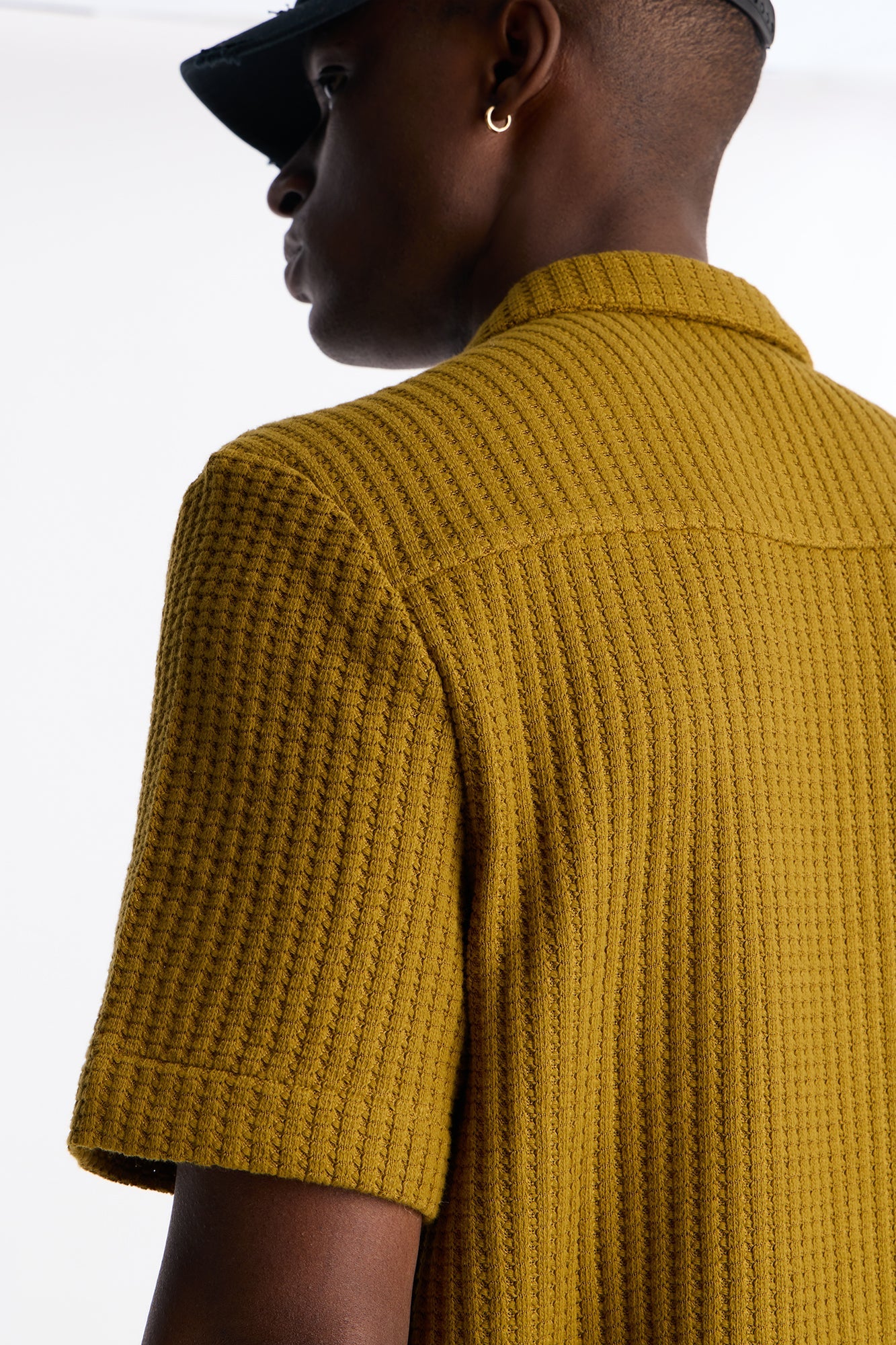 London Fog Textured Button Up Shirt - Mustard