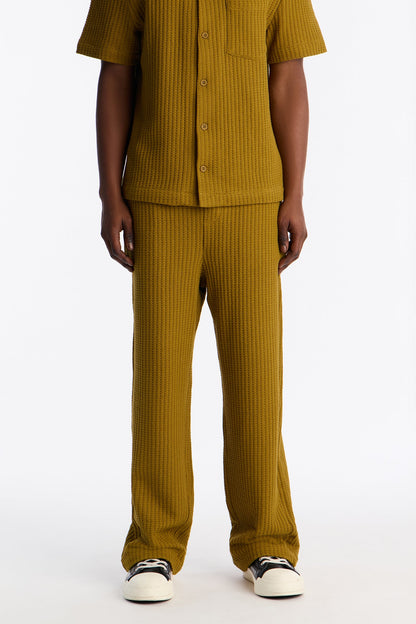 Baggy London Fog Textured Pant - Mustard