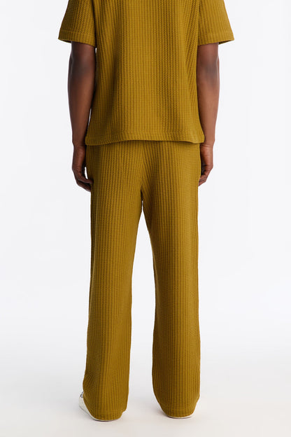 Baggy London Fog Textured Pant - Mustard