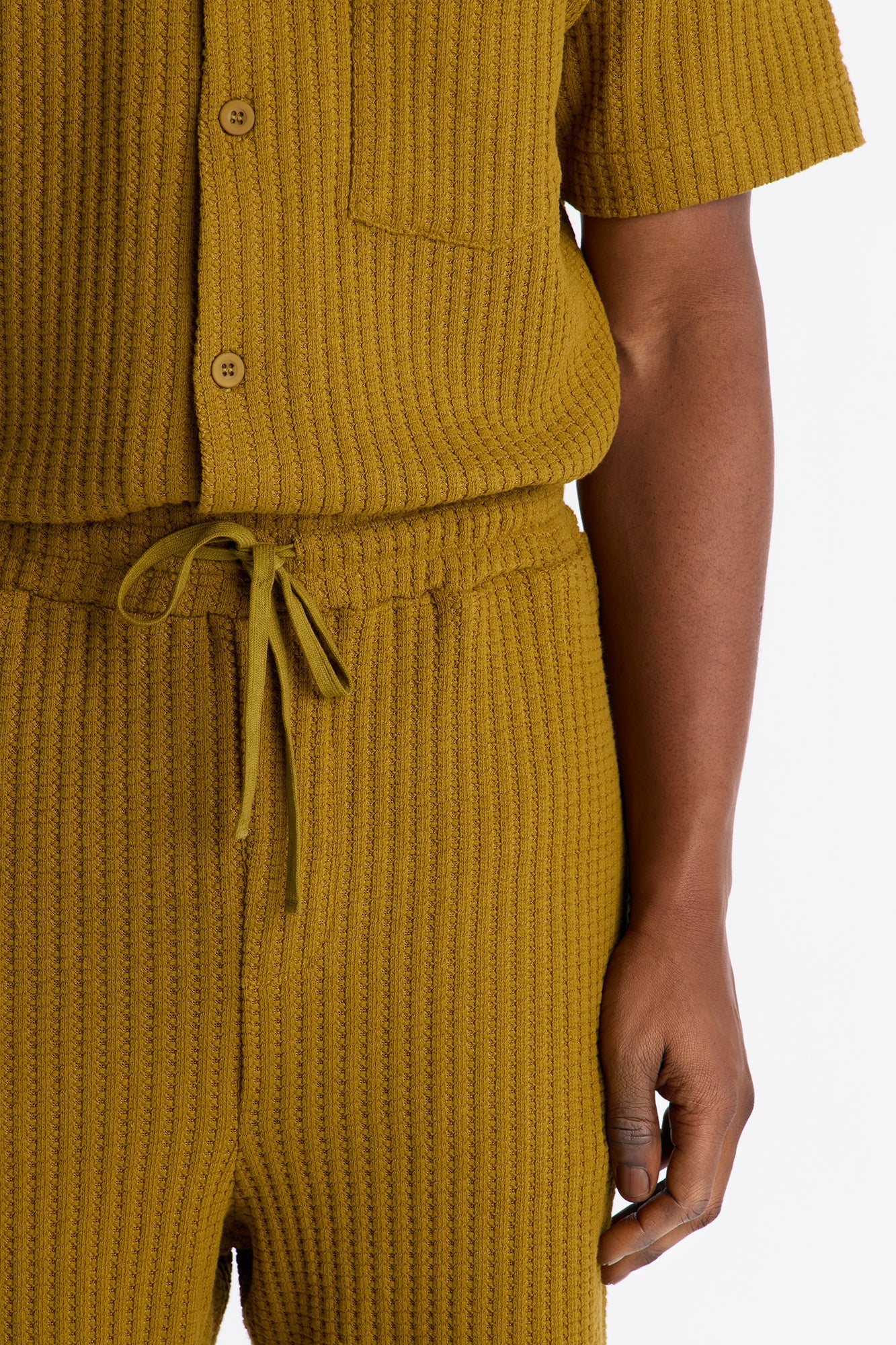 Baggy London Fog Textured Pant - Mustard