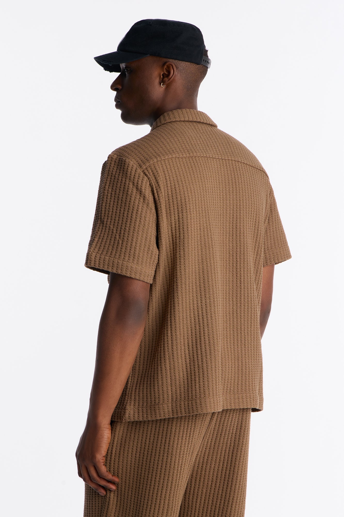 London Fog Textured Button Up Shirt - Brown