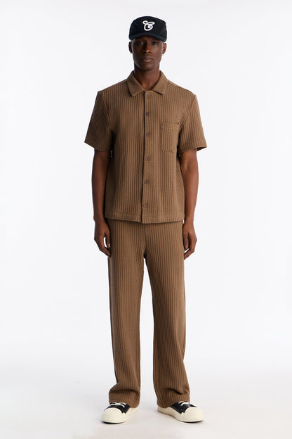 Baggy London Fog Textured Pant - Brown