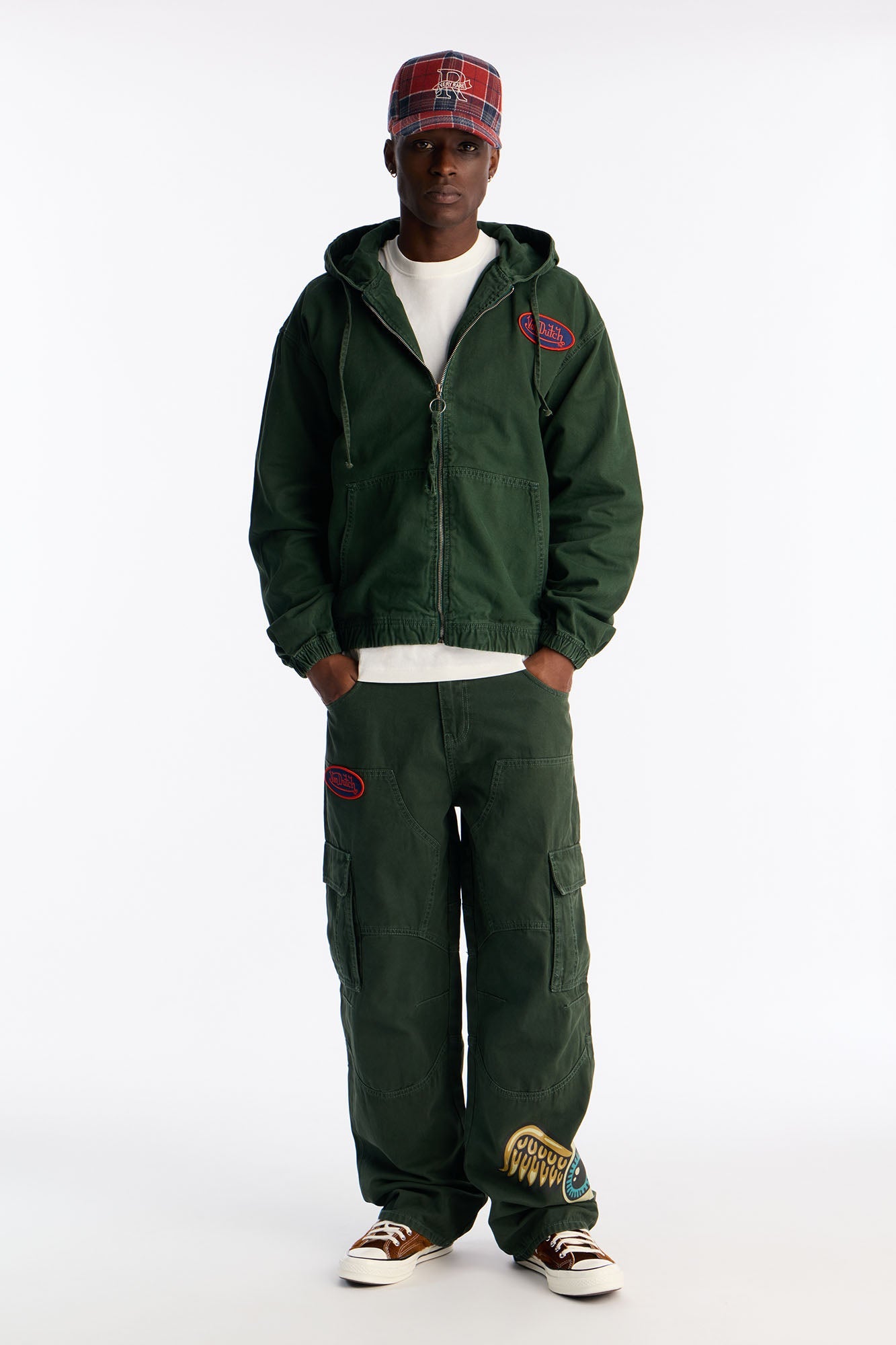 Von Dutch Eyeball Denim Zip Up Hoodie - Green