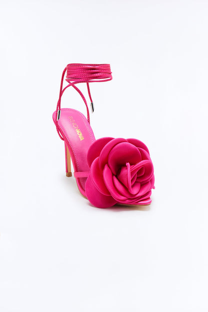 Love Is Blooming Heeled Sandals - Hot Pink