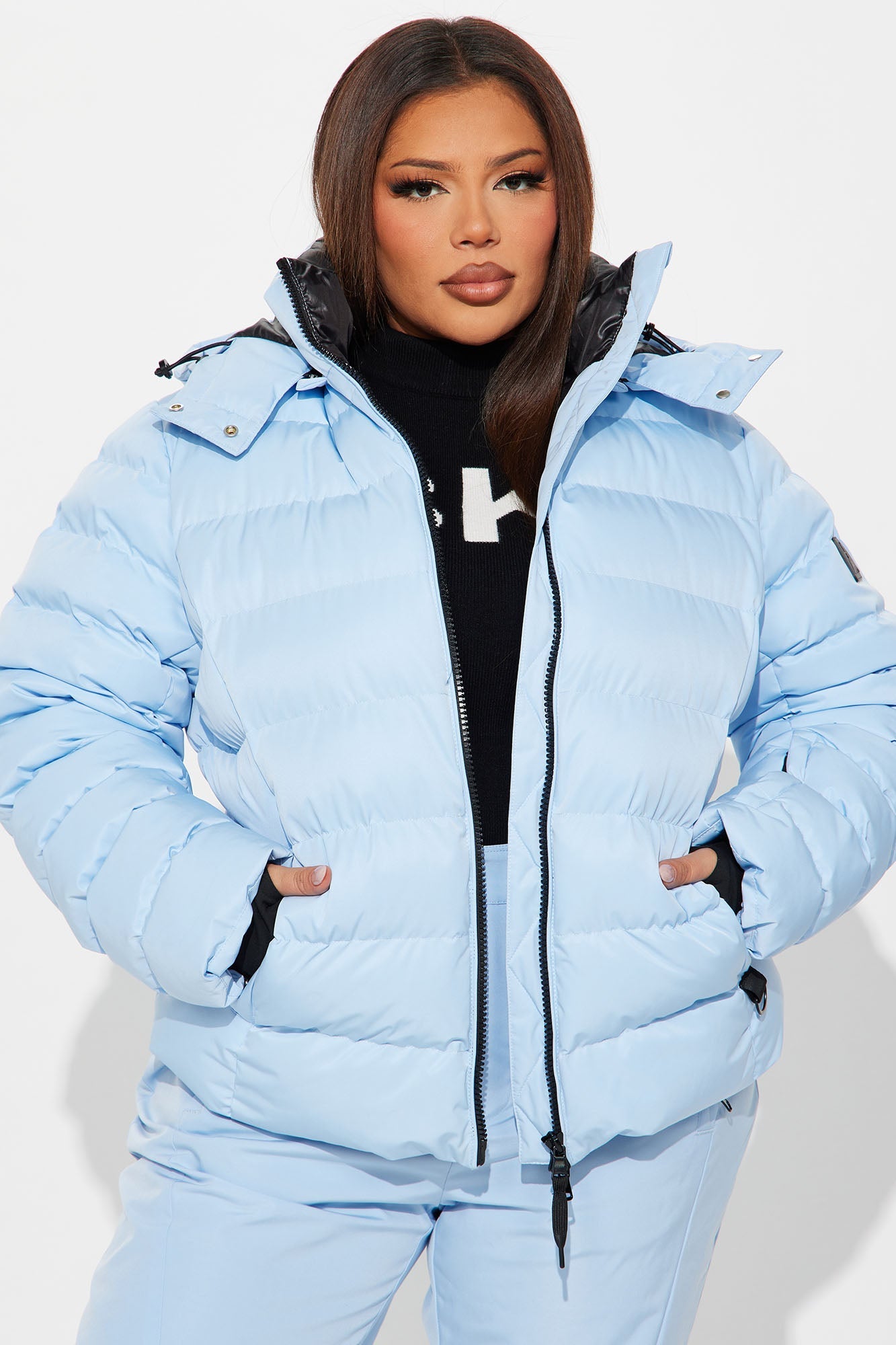 Grab My Skis Puffer Jacket - Light Blue