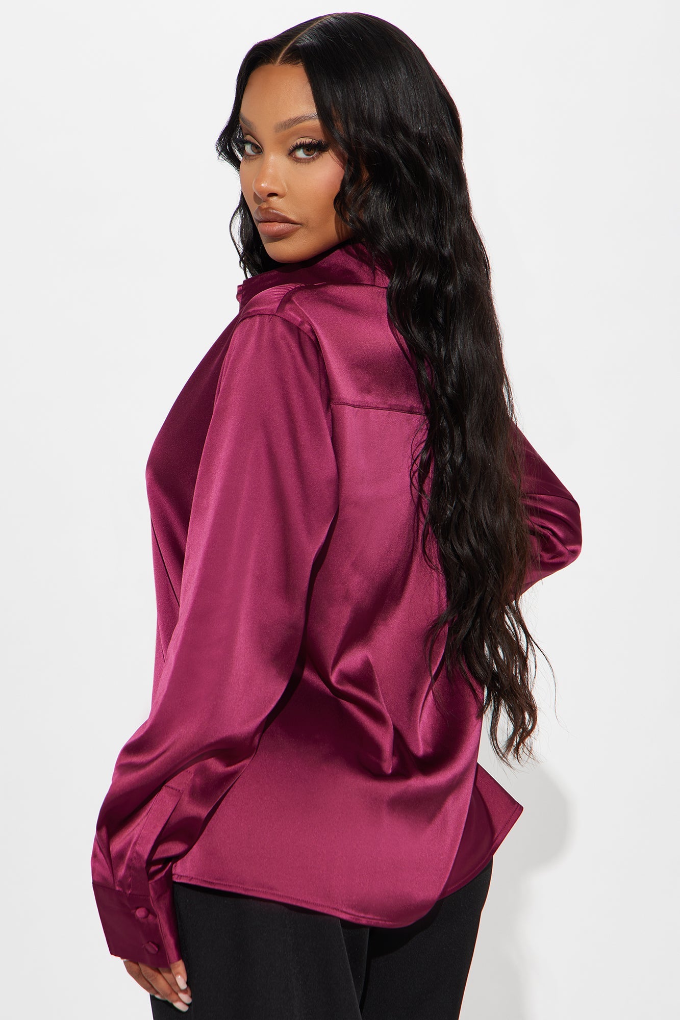 Another Workday Satin Shirt - Wine