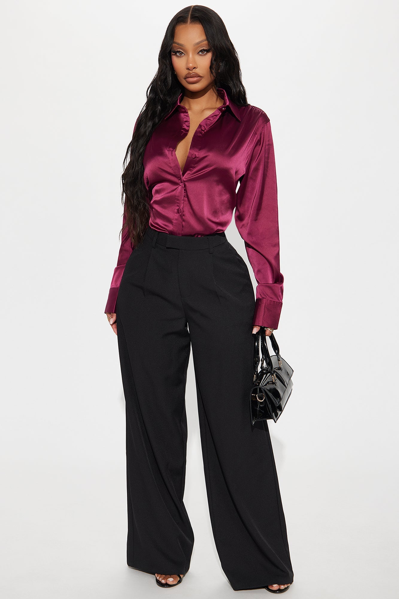 Another Workday Satin Shirt - Wine