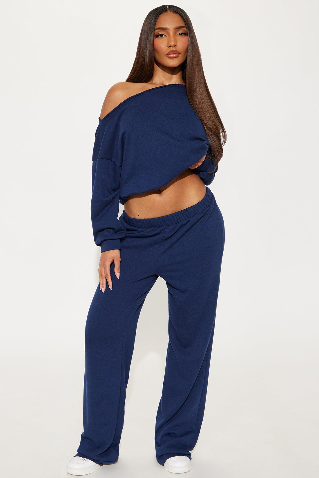 Robyn Off Shoulder Pant Set - Navy