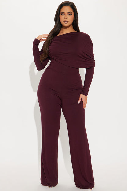 Getting To Know You Jumpsuit - Plum