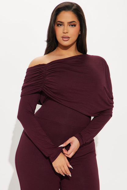 Getting To Know You Jumpsuit - Plum