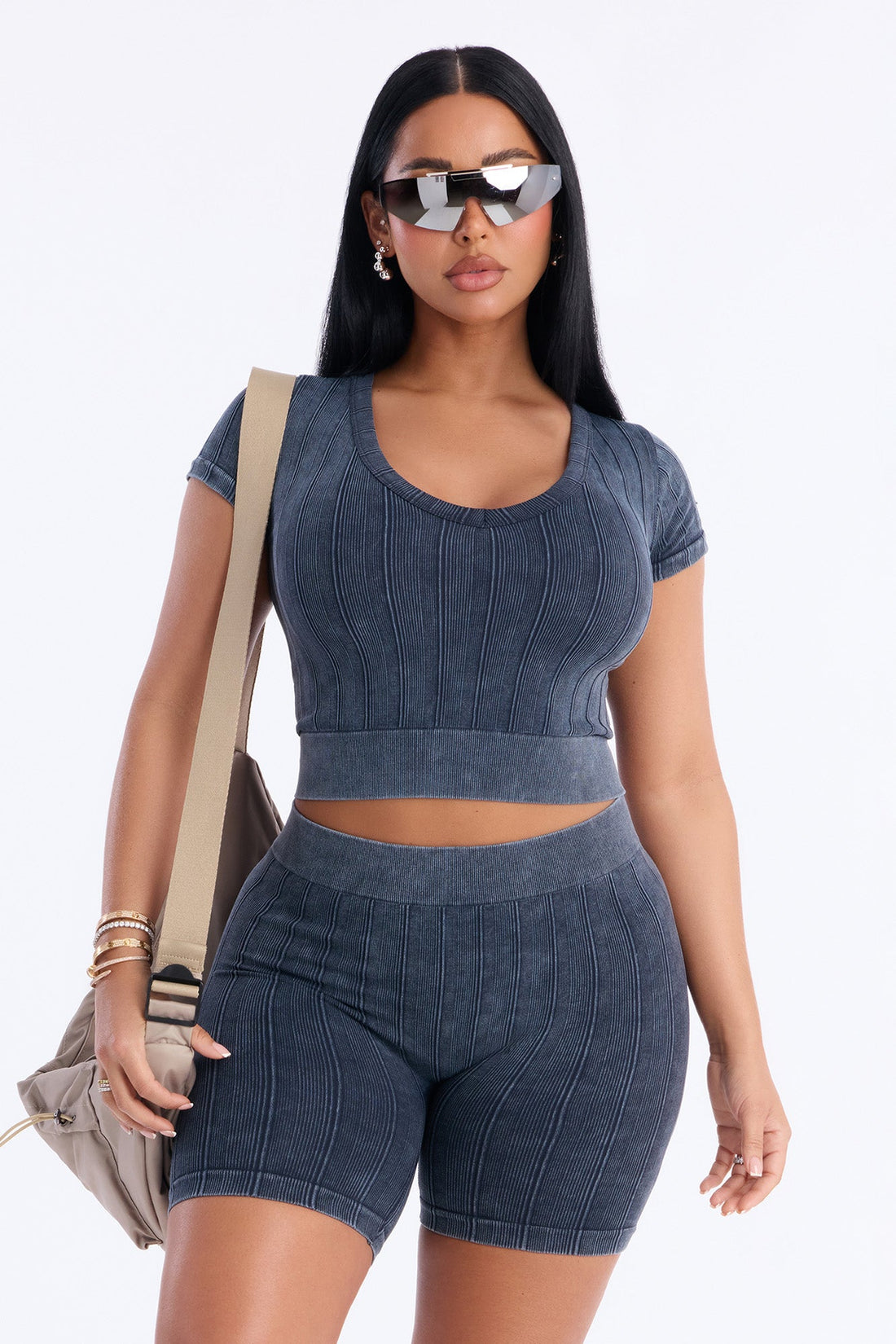 Alisha Seamless Biker Short Set - Black