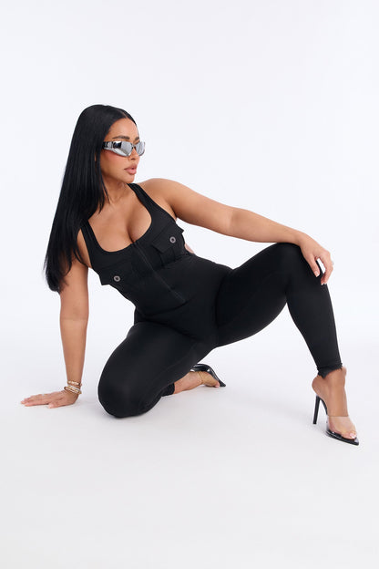 Gym All Day Backless Jumpsuit - Black