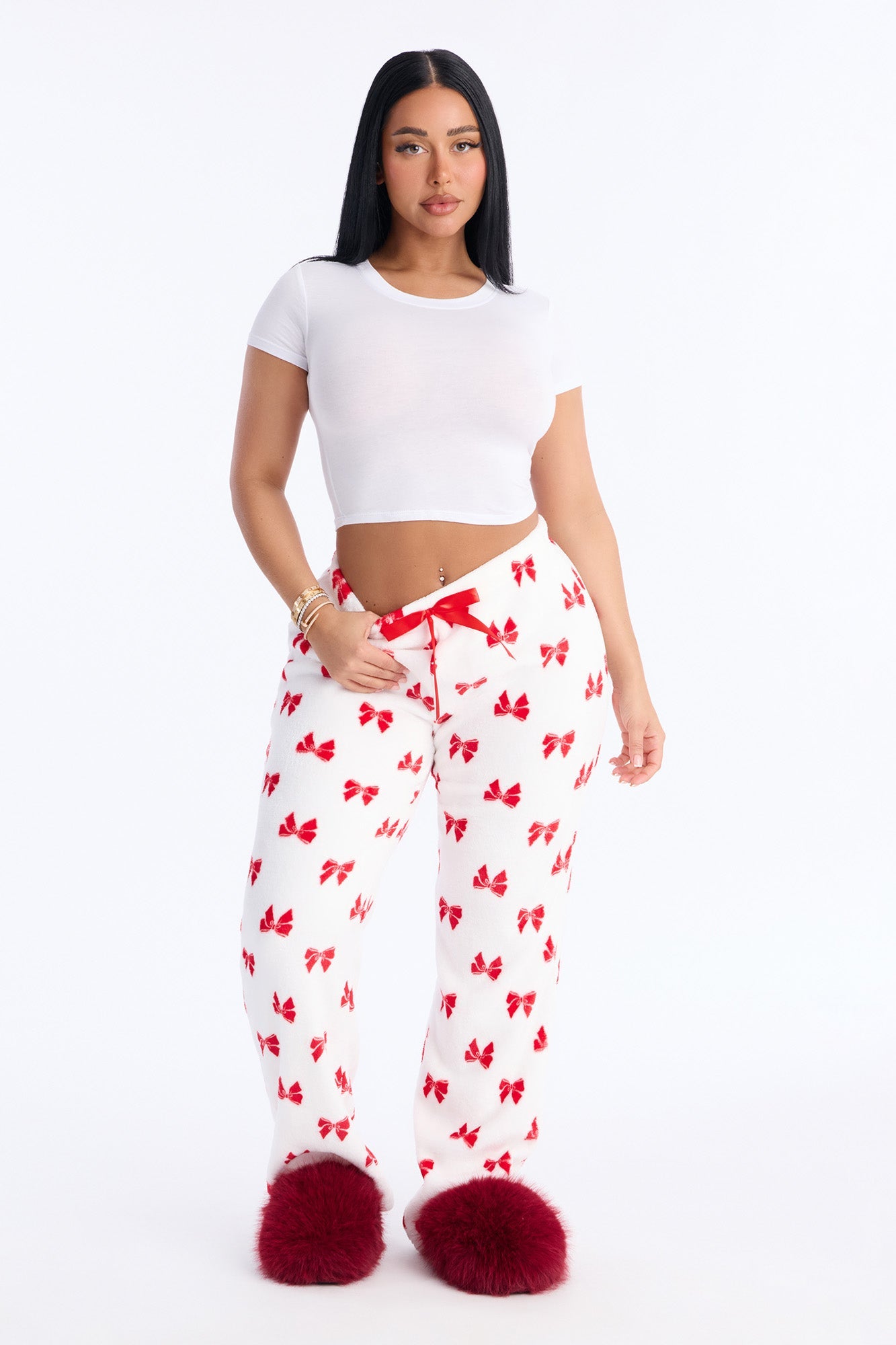 Winter Cutie Plush PJ Pants I - White/combo