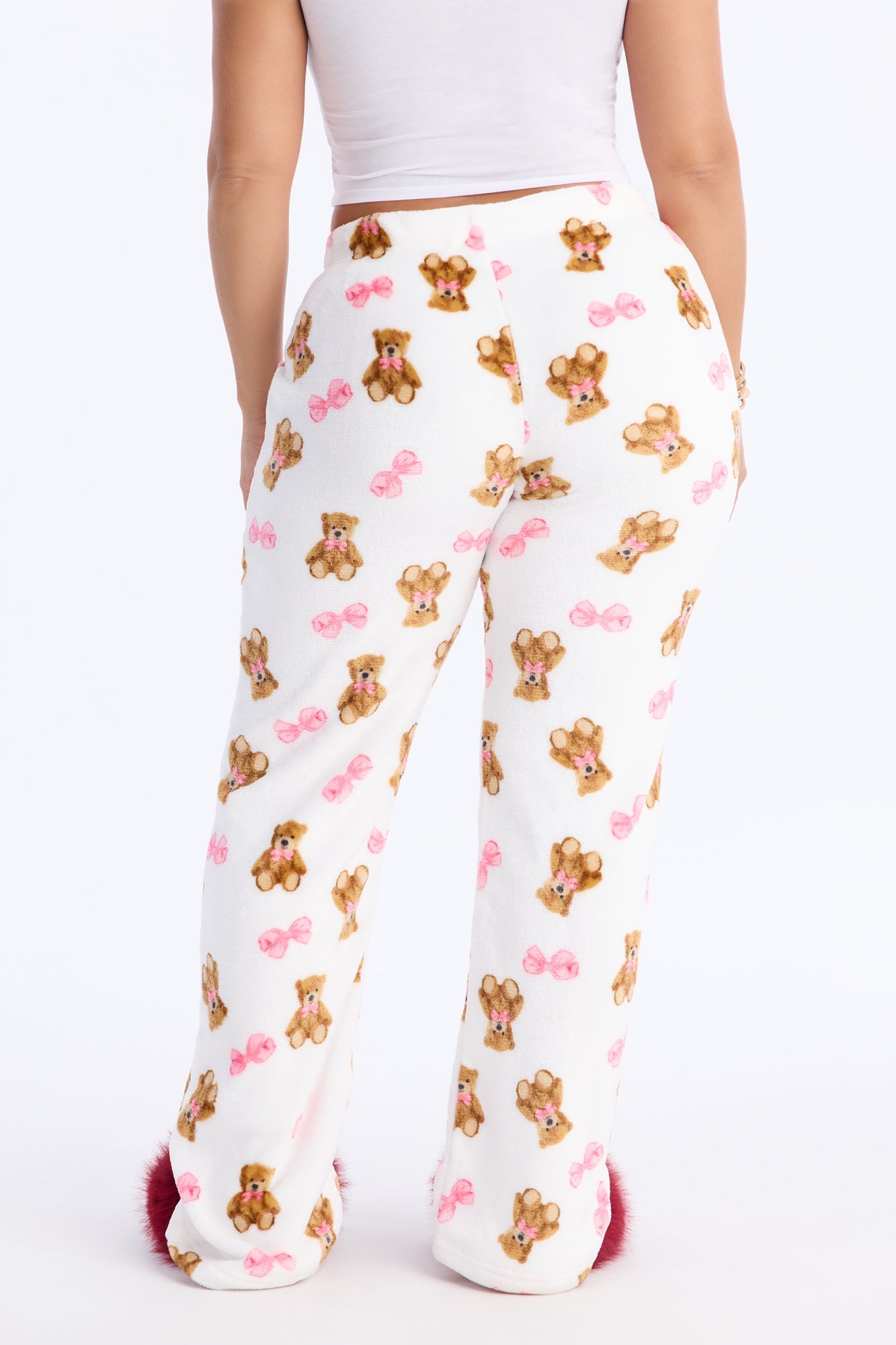 Bears And Bows Plush PJ Pants - White/combo