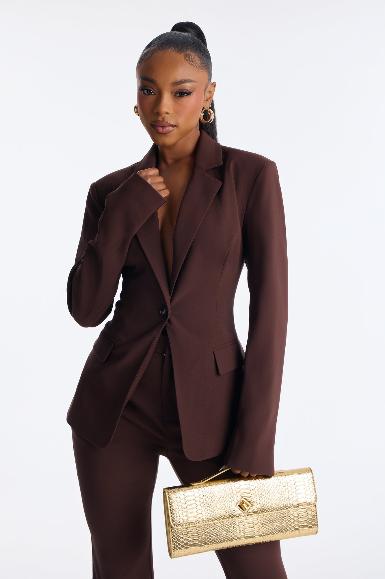 Marly Blazer Pant Set - Brown