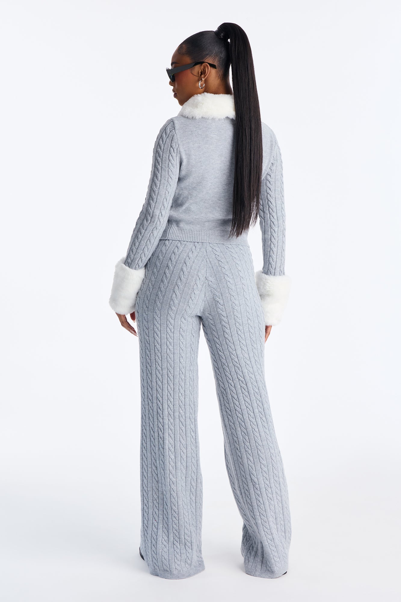 Cozy Vibe Faux Fur Sweater Pant Set - Grey