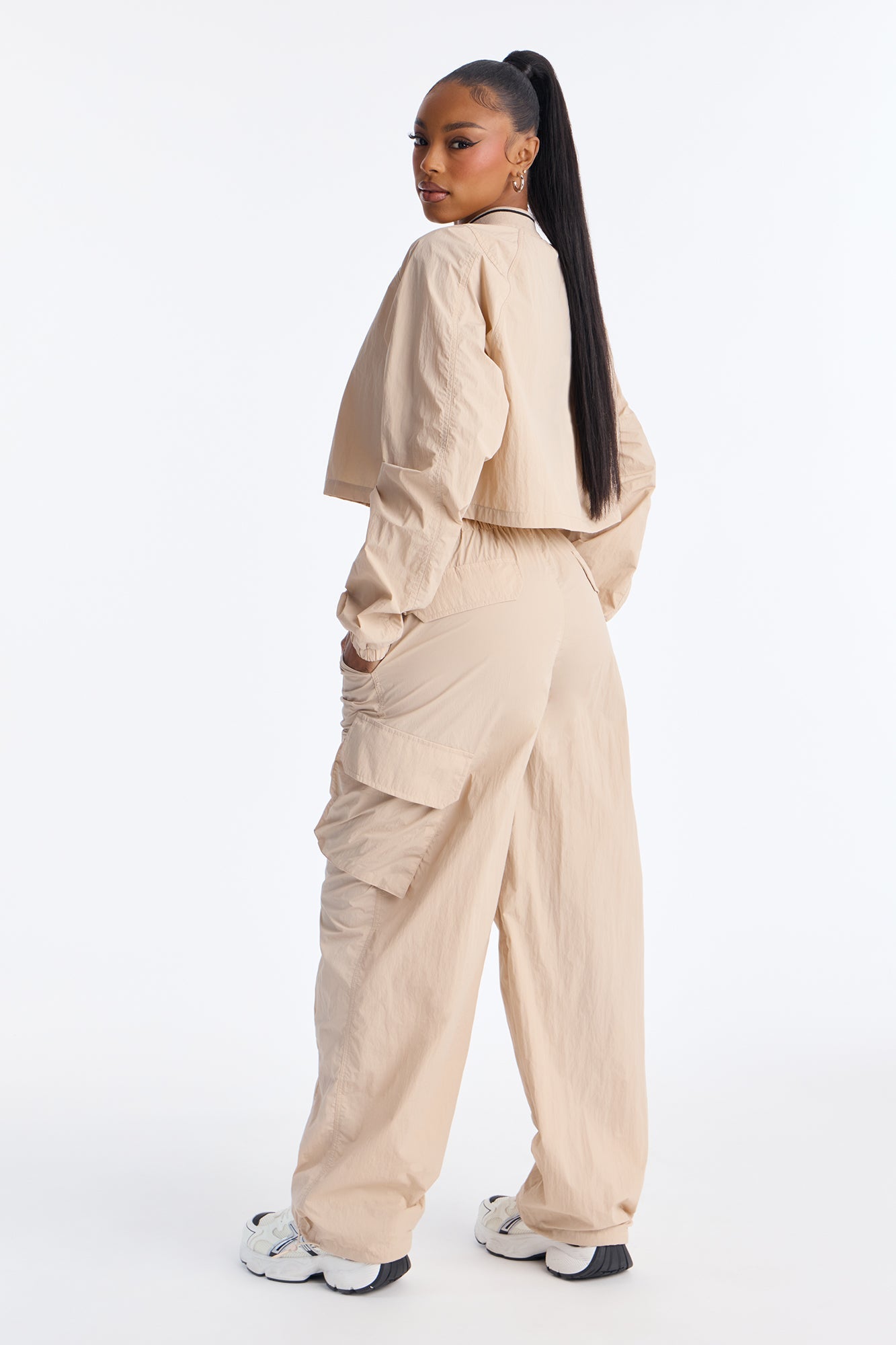 5 And Fine Windbreaker Jogger Pant Set - Khaki