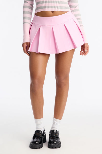 When Good Meets Bad Pleated Micro Mini Skirt - Light Pink
