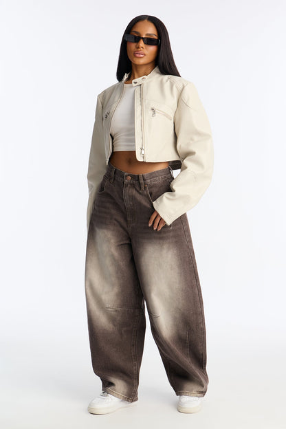 Ciao! Non Stretch Barrel Leg Jeans - Brown