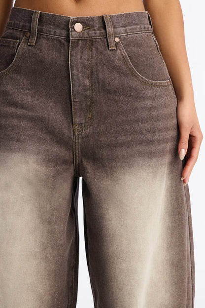 Ciao! Non Stretch Barrel Leg Jeans - Brown