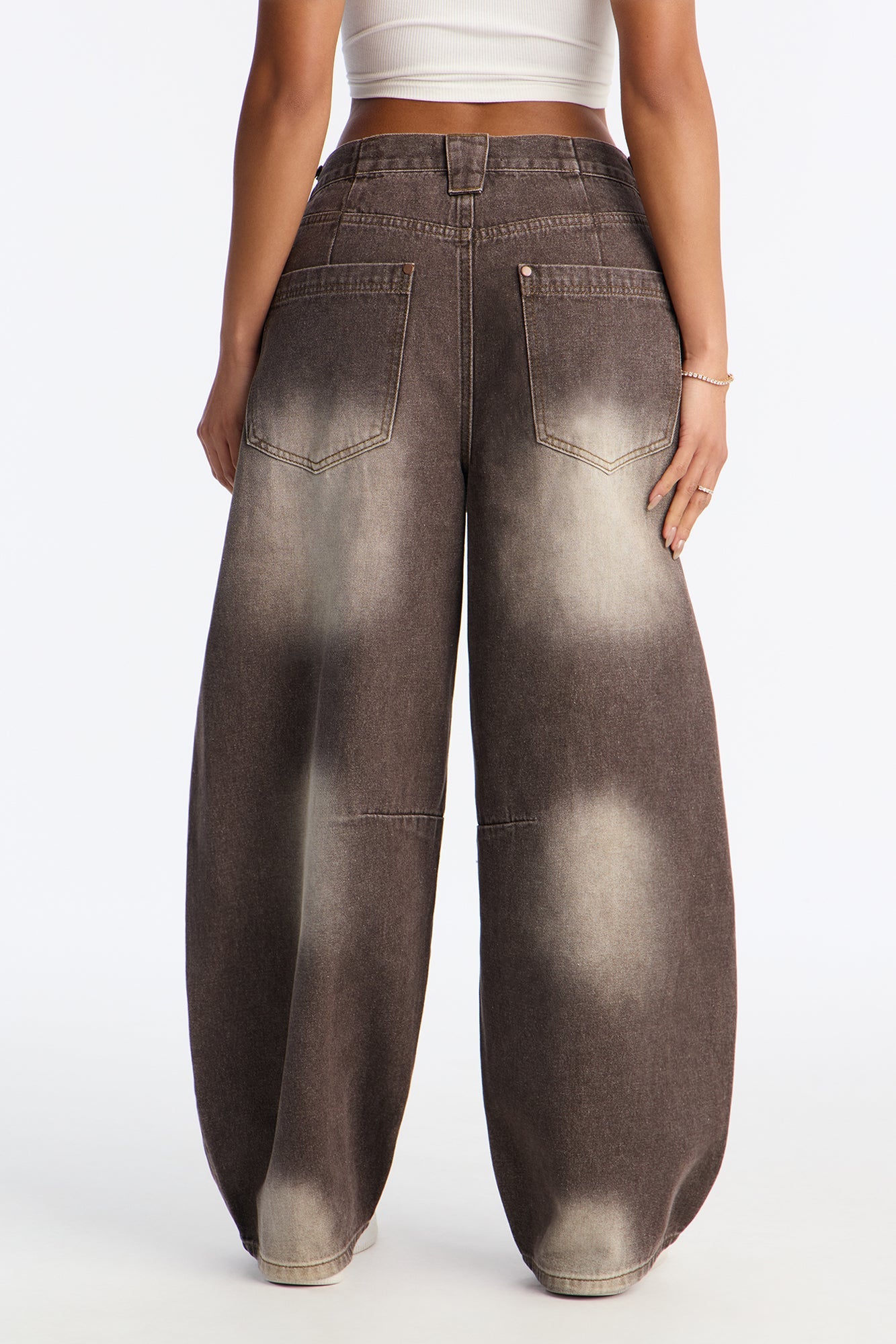 Ciao! Non Stretch Barrel Leg Jeans - Brown
